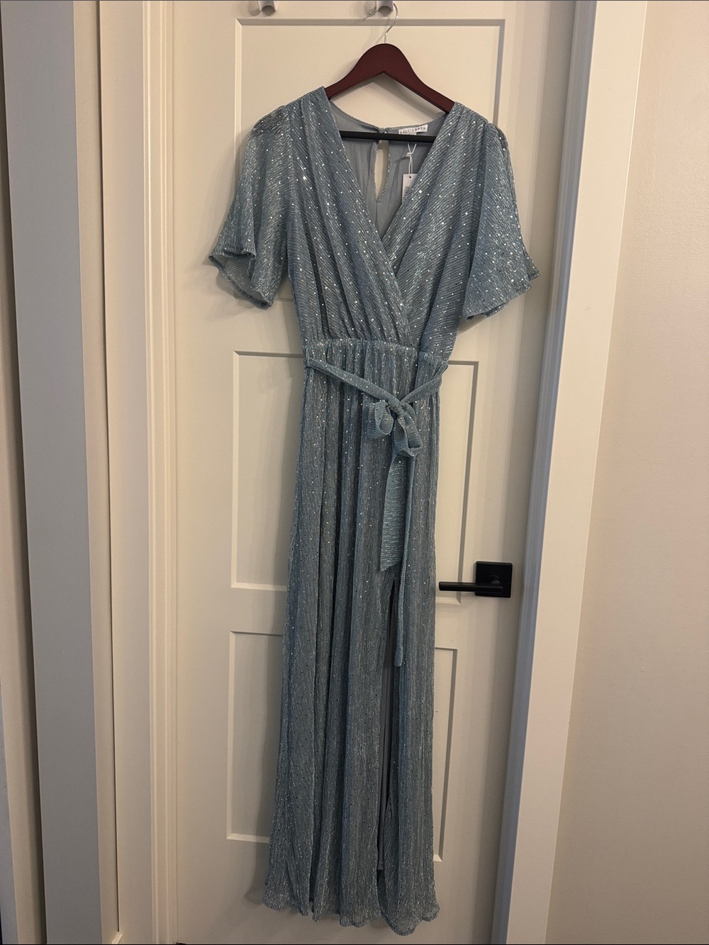 Baltic Born Shimmer Wrap Maxi in Dusty Blue